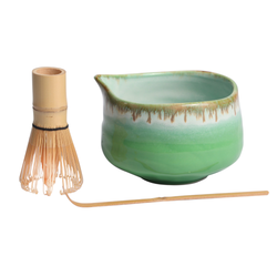 Matcha Set 20oz Porcelain Latte Bowl with Whisk and Scoop Green (1/16)