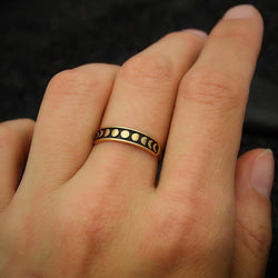 Sterling Silver or Bronze Moon Phases Ring: Recycled Sterling Silver / 11