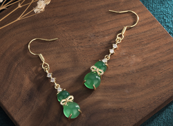 Jade Guard With Crystals Earrings