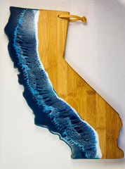 Ocean California State Cutting Board: Blue