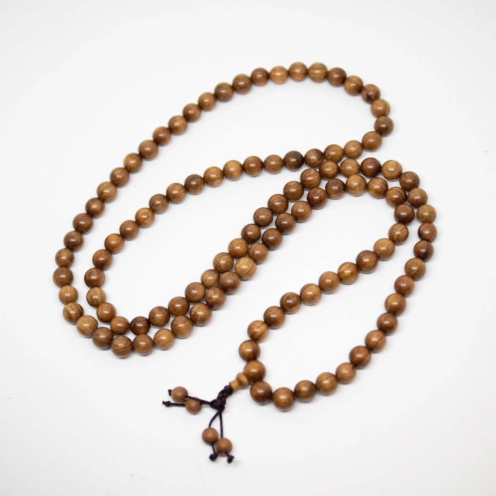 Gold Phoebe Wood Zen 108 Bead Mala - Prayer Beads - 8mm