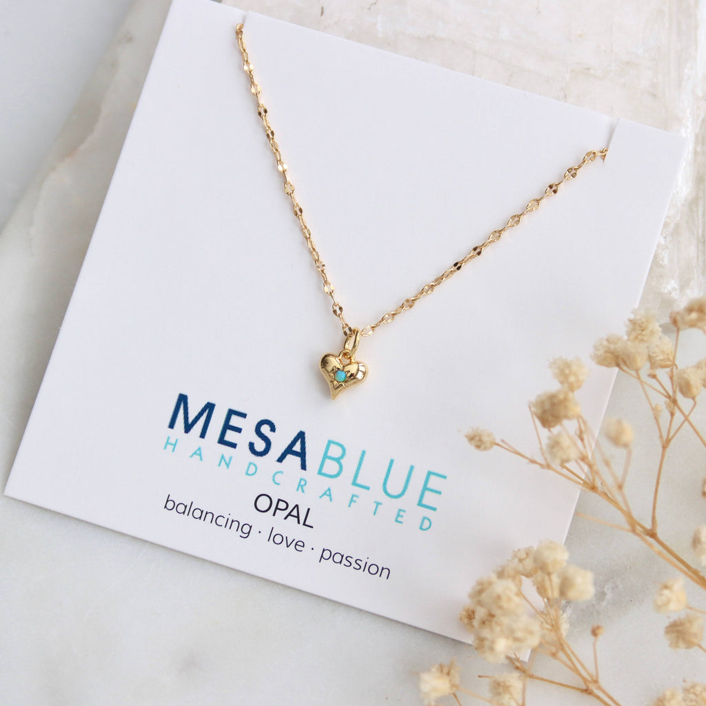Opal Dainty Heart Necklace