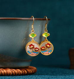 Enamel Blooming Lotus Earrings