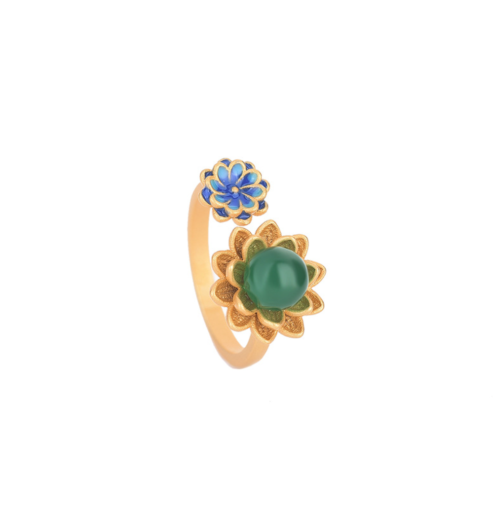 Double Flower Open Ring
