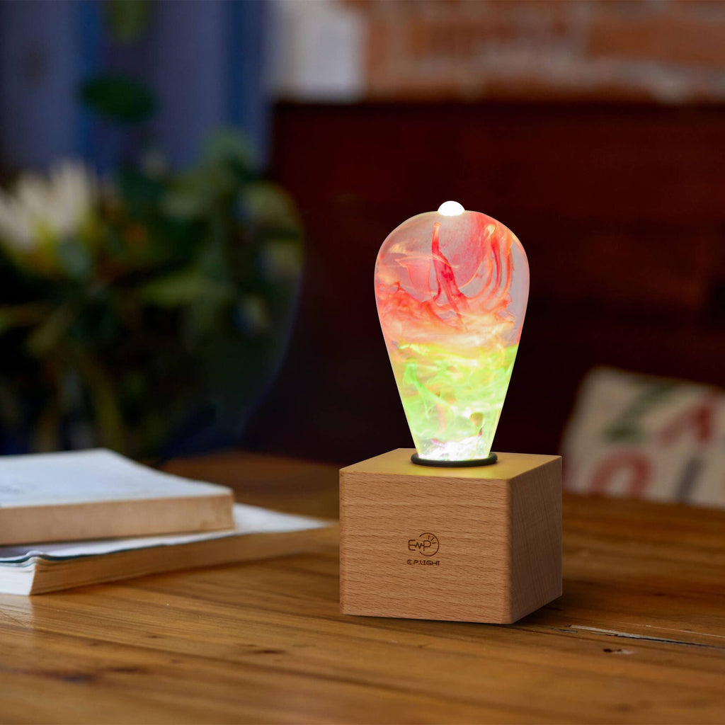 EP LIGHT Handmade Coral Light Bulb Spring Style: Wooden Base Only