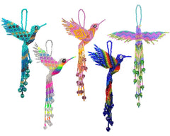 Beaded Hummingbird Figurine Seed Bead Fringe Dangle Ornament