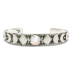 Moon Phases Cuff Bracelet | Rainbow Quartz, Silver