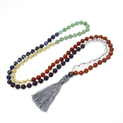 Real Gemstone Chakra Knotted 108 Bead Mala Prayer Beads 8mm