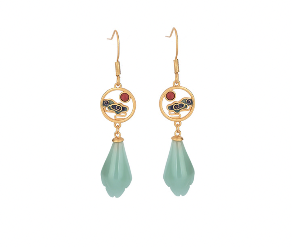Chinese Style Enamel  Sunrise Earrings