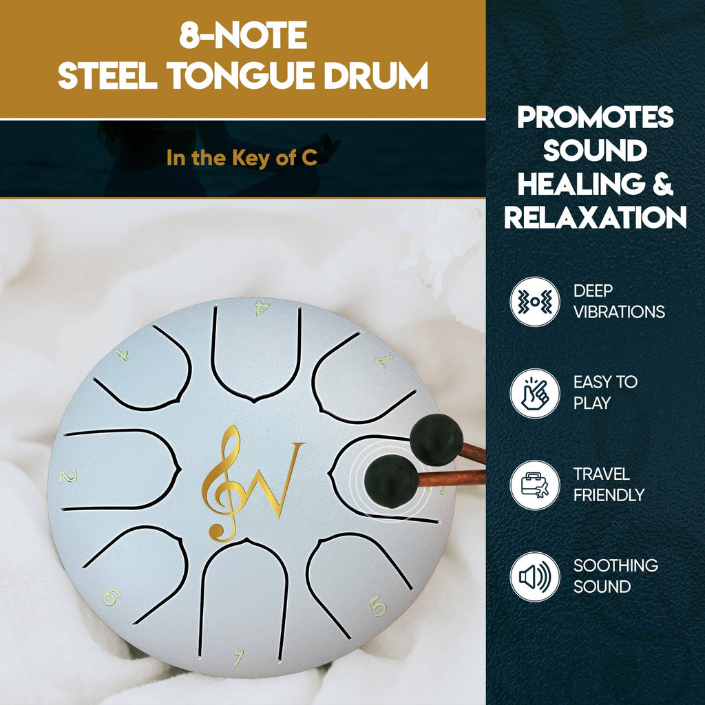 Steel Tongue Rain Drum 6-Inch 8-Notes: Blue