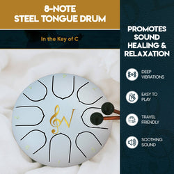 Steel Tongue Rain Drum 6-Inch 8-Notes: Blue