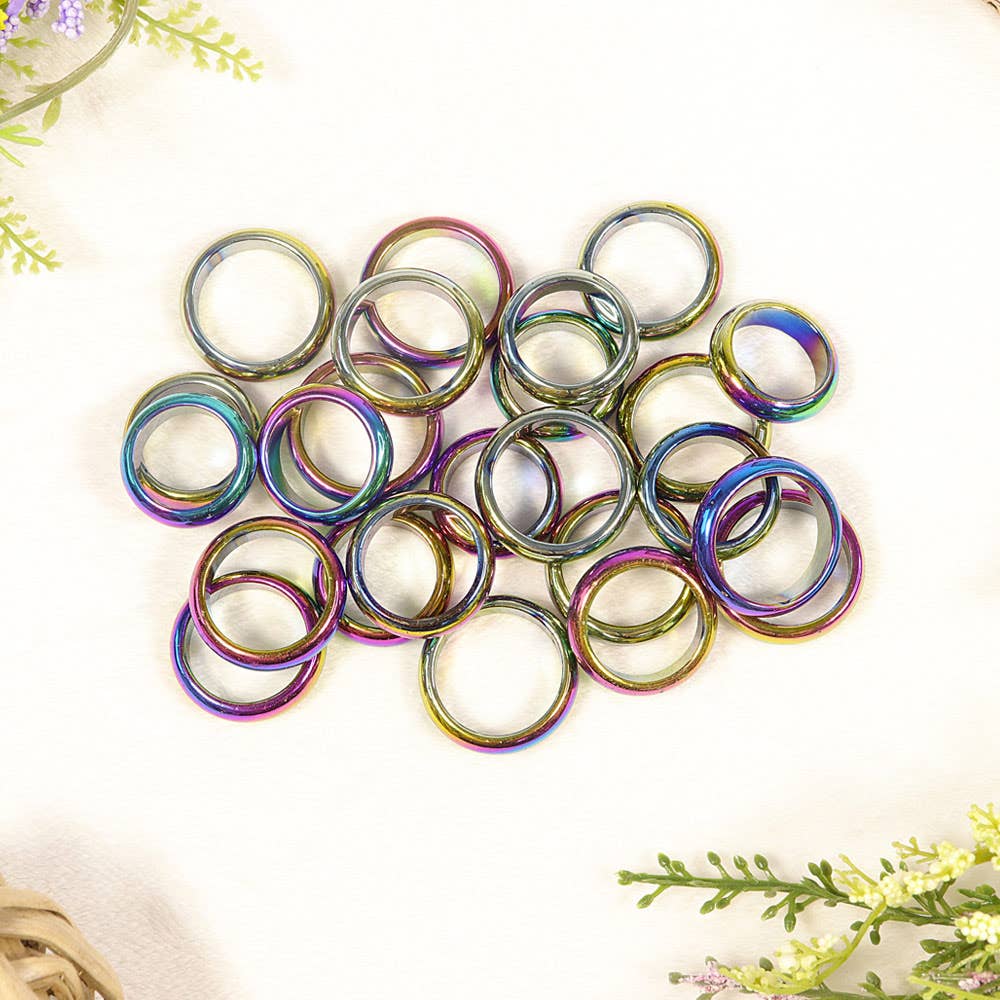 Hematite Multi Color Rings