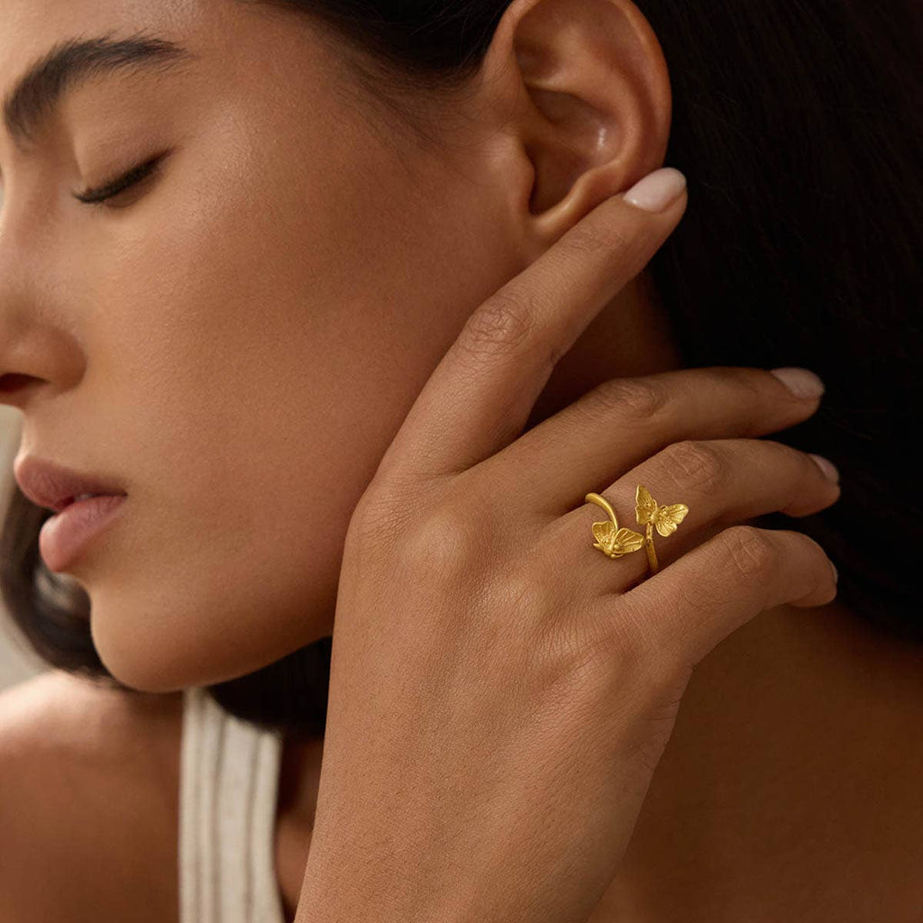 Freedom to Soar Adjustable Butterfly Double Butterfly Ring