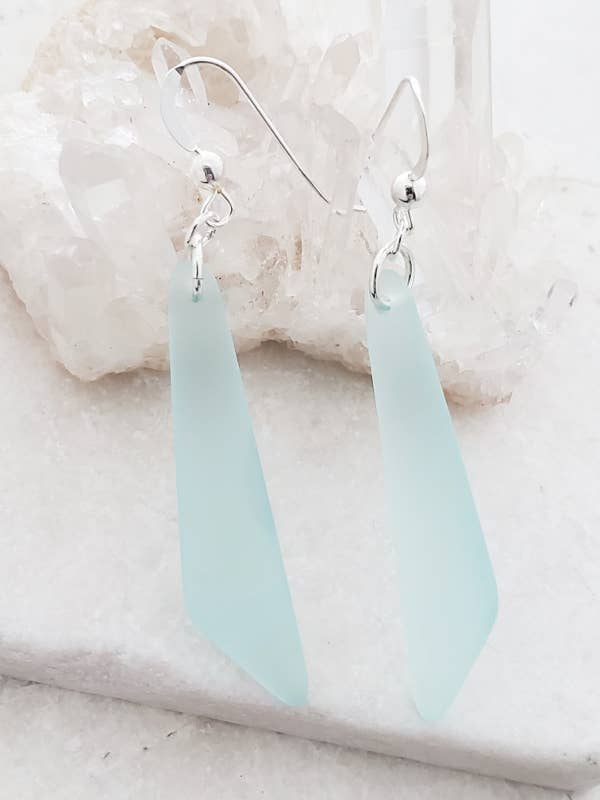 Cultured Sea Glass Paddle Earrings - Turquoise