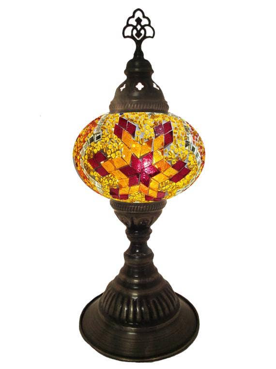 Mosaic Desk Lamp - Red/Orange Star