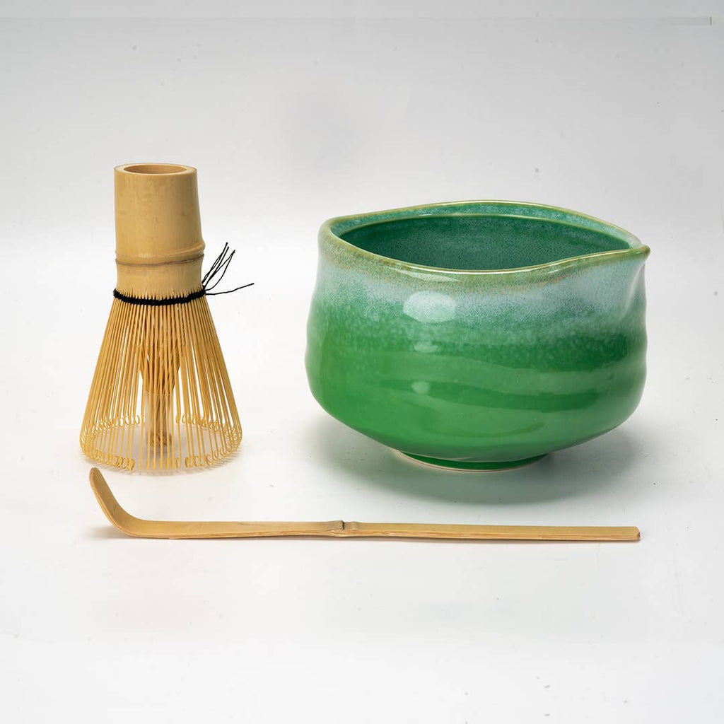 Matcha Set 20oz Porcelain Latte Bowl with Whisk and Scoop Green (1/16)