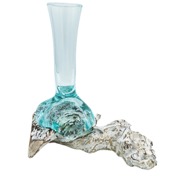 Glass on Whitewash Wood - Vase - Medium