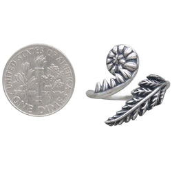 Sterling Silver or Bronze Adjustable Fern Ring: Sterling Silver