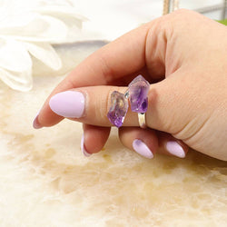 Amethyst Ring (Adjustable) | Amethyst Point Silver Plated
