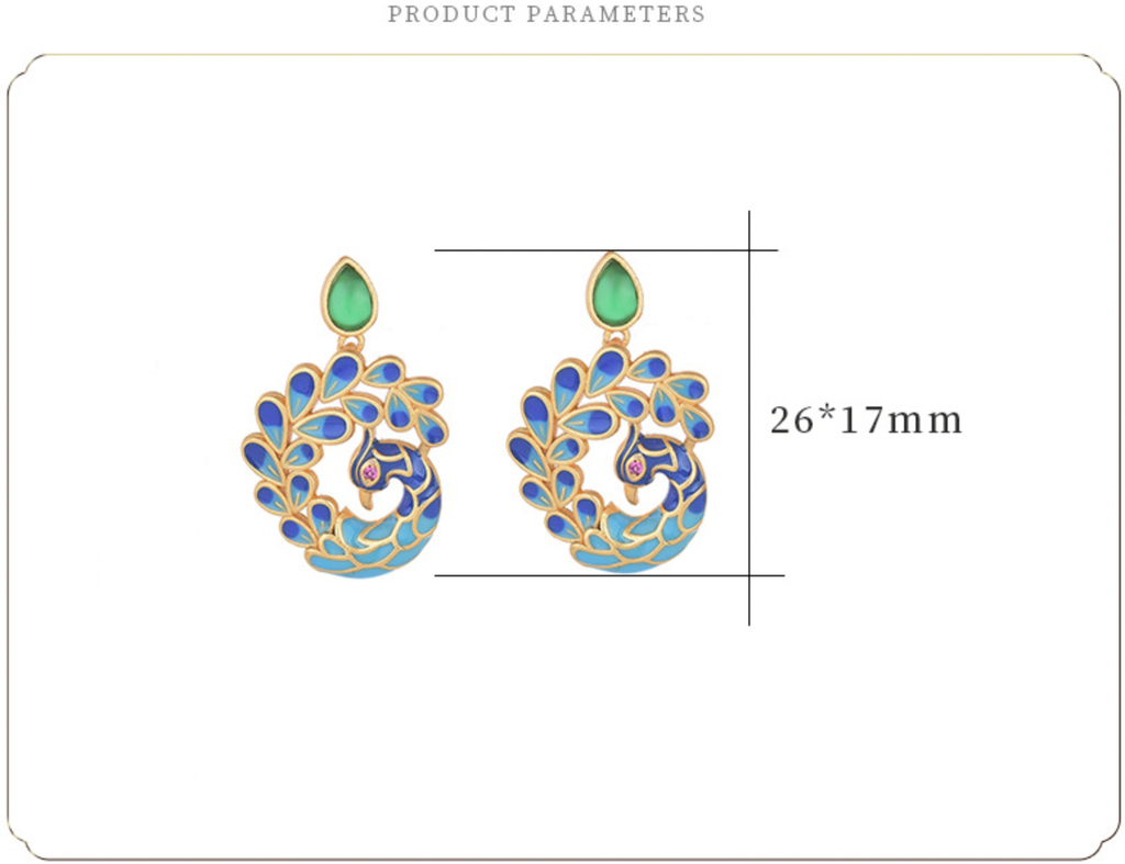 Enamel Peacock Stud Earrings