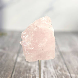 Mini Rose Quartz on Silver Metal Base - Rose Quartz Décor