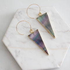Fluorite Triangle Hoop Earrings