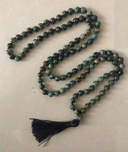 African Turquoise Knotted 108 Mala - Prayer Beads - 8mm