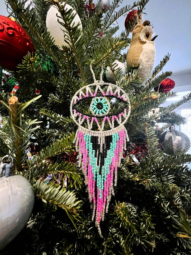 Round Beaded Evil Eye Dream Catcher Hanging Ornament
