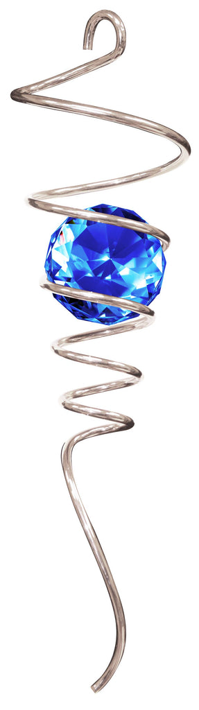 Silver / Blue - Crystal Spiral Tail Wind Spinner