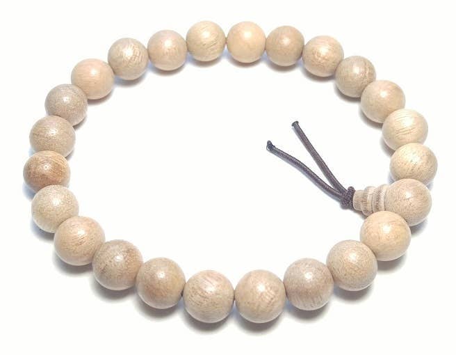 Large Size Camphor Wood Beaded Bracelet - Wrist Mala - 10mm