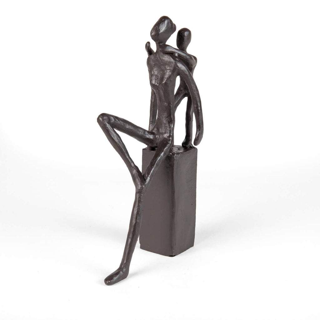 Playfulness Mother and Child Cast Iron Sculpture
