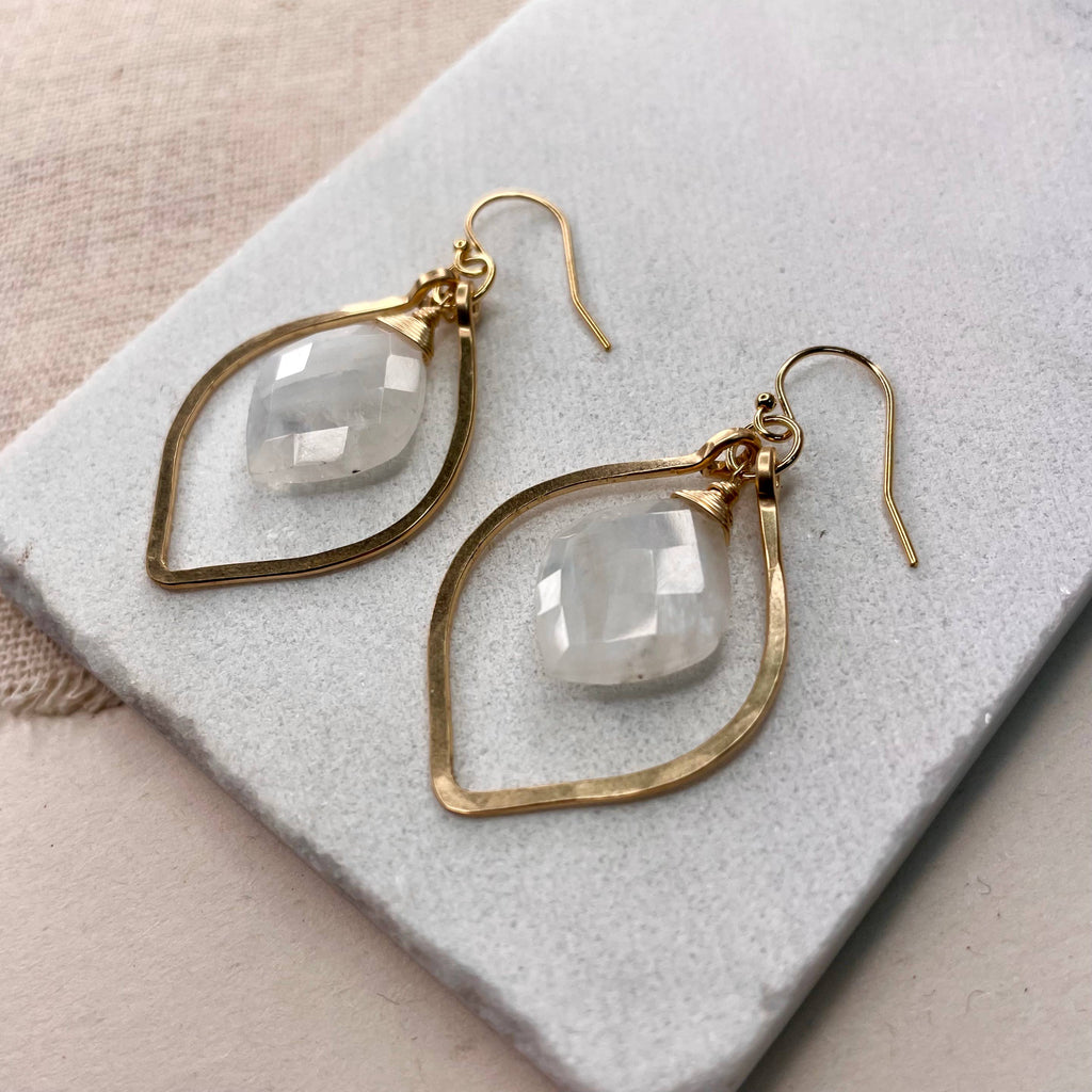 Moonstone Mini Petal Earrings