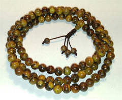 Tiger Aloeswood Zen 108 Bead Mala - Prayer Beads - 8mm