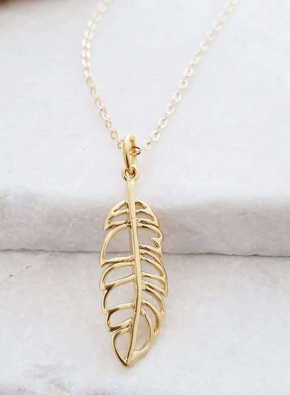 Gold Feather Necklace
