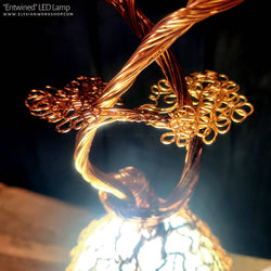 USB LED Lamp Copper Wire Entwined Bonsai Tree on Selenite
