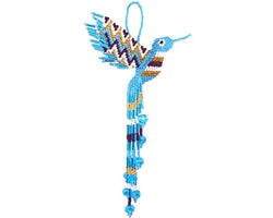 Beaded Hummingbird Figurine Seed Bead Fringe Dangle Ornament
