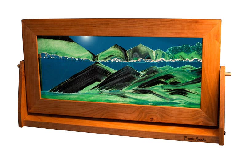 Cherry Wood (Traditional) Moving Sand Art Pictures: Ocean Blue / Small