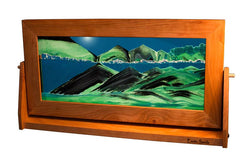 Cherry Wood (Traditional) Moving Sand Art Pictures: Ocean Blue / Small