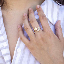 Sterling Silver or Bronze Adjustable Moon and Bat Ring: Bronze