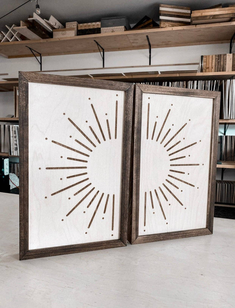 Two Piece Sunburst Artwork Set: Dark Walnut ( Shown )