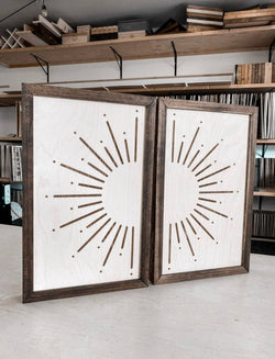 Two Piece Sunburst Artwork Set: Dark Walnut ( Shown )
