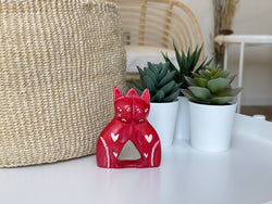 Soapstone Twin Cats: Green