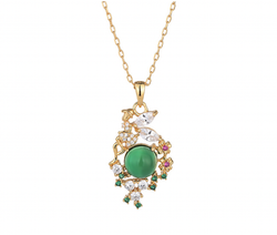 Crystal Flowers Jade Necklace