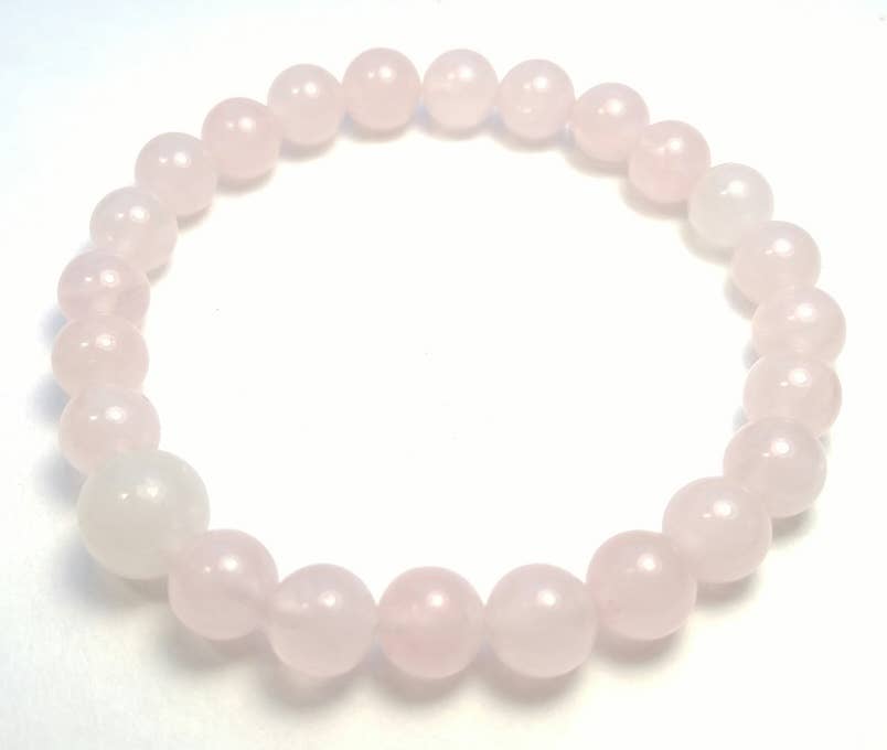 Rose Quartz Stretchy Beaded Bracelet - Prayer Beads - 8mm
