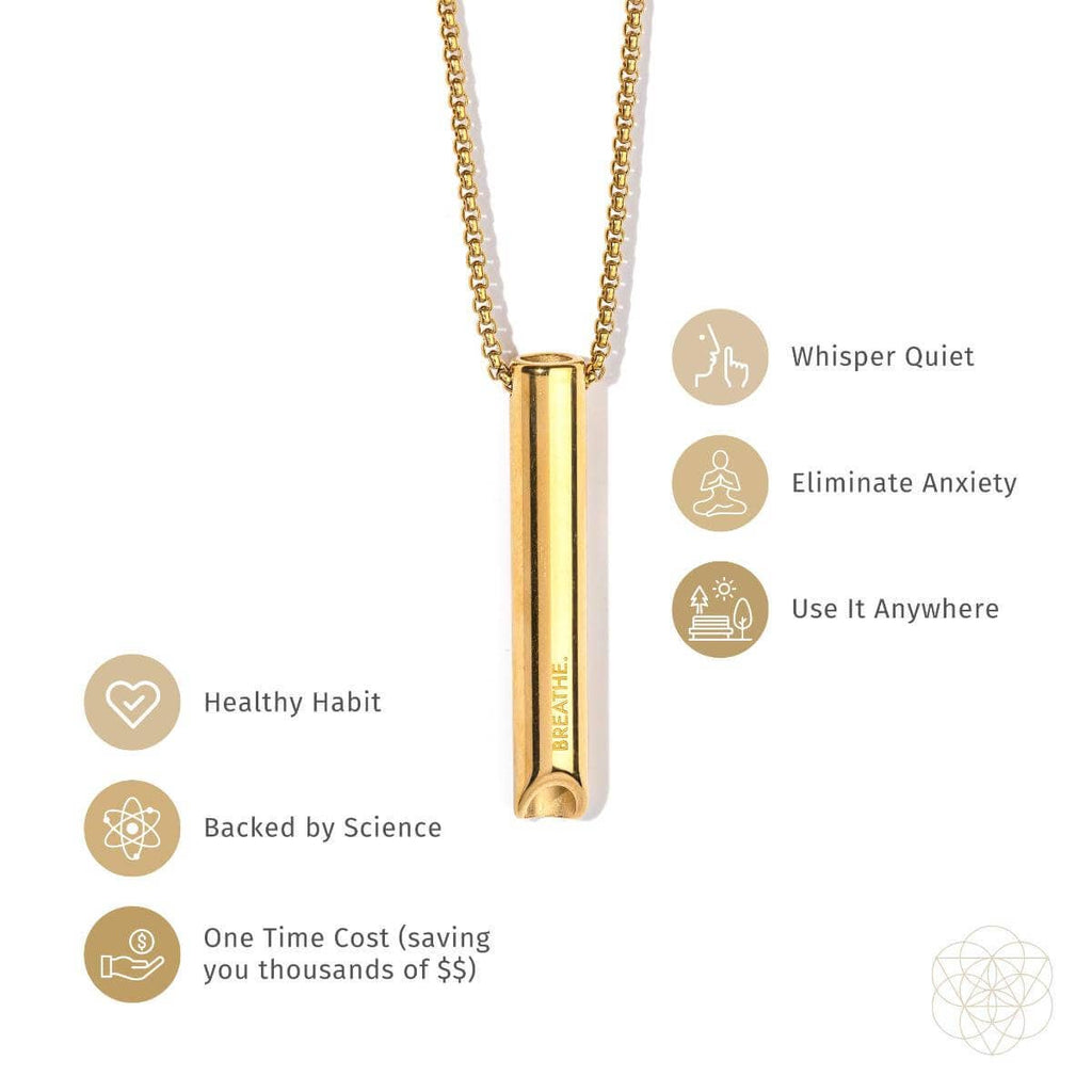 BREATHE. and Cycle Breaker - Mindfulness Breathing Necklaces: Golden BREATHE.