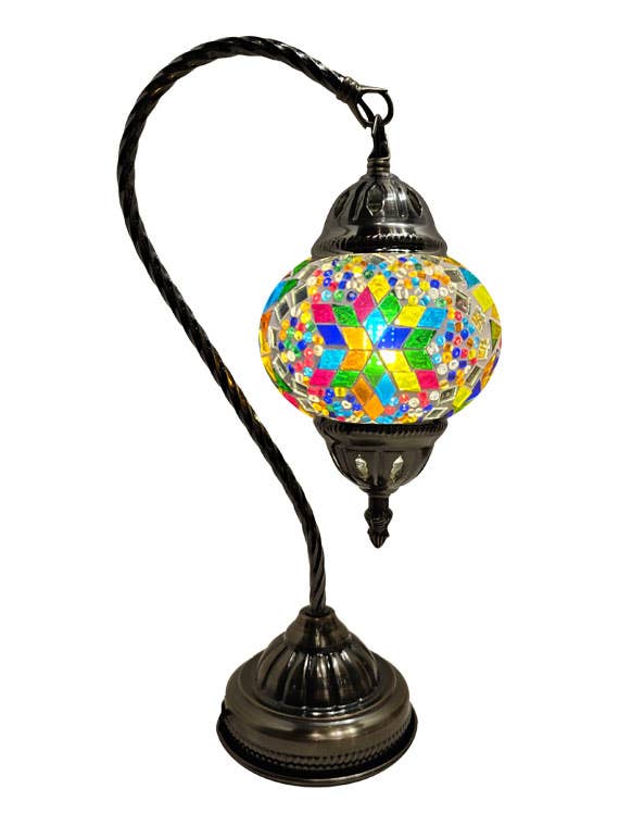 Hanging Mosaic Desk Lamp - Star Multi Colored Pattern