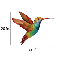 Hummingbird Wall Decor Large Rainbow, w/ Capiz, Outdoor Safe