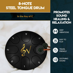 Steel Tongue Rain Drum 6-Inch 8-Notes: Blue