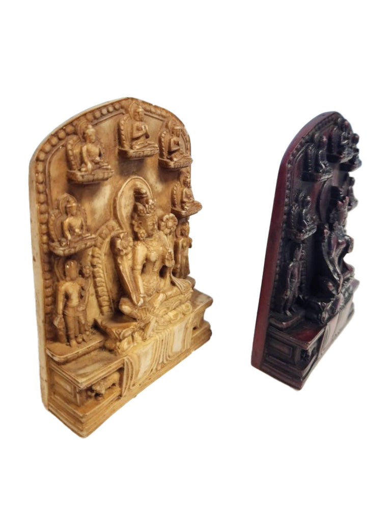 Tara Resin Statue with Pancha Buddhas: Natural / 4