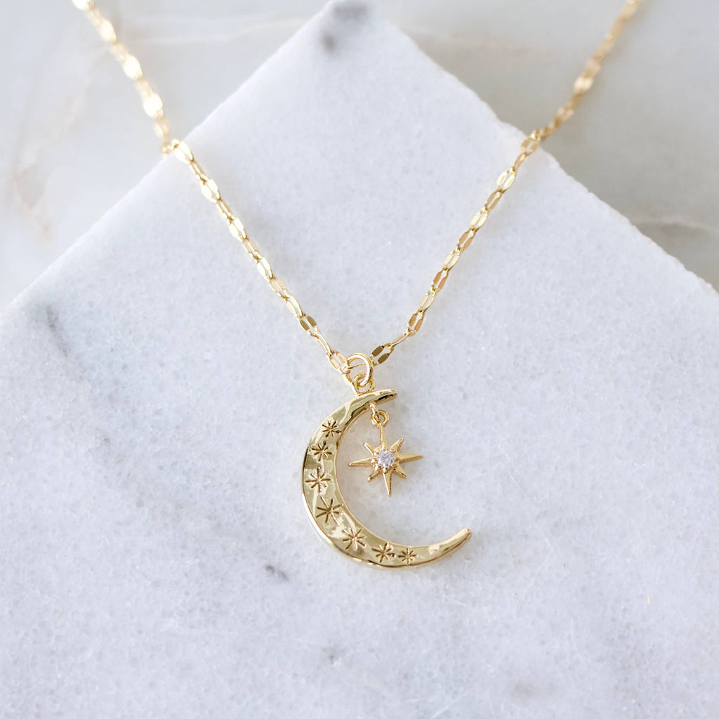 Moon ans Star Necklace: GOLD